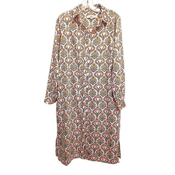 LOFT Satin Tuilerie Midi Shirtdress Sz 4 Floral Geo Paisely Minimalist Luxe $110 - Picture 2 of 11